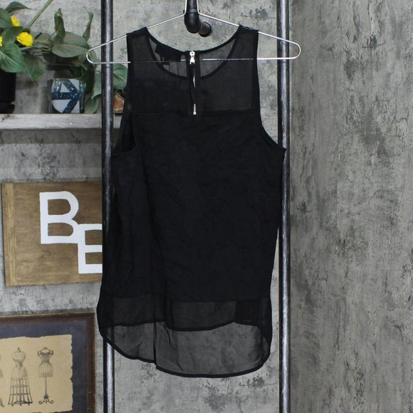 NWT Donna Karan Womens Woven Zip Back Chiffon Blouse P2BASM70 2XS Black - Picture 2 of 4